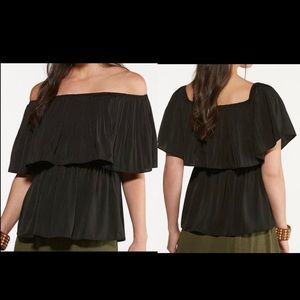 COPY - Nwt pleated ruffle overlay off shoulder Top lime green color size 18 / 20
